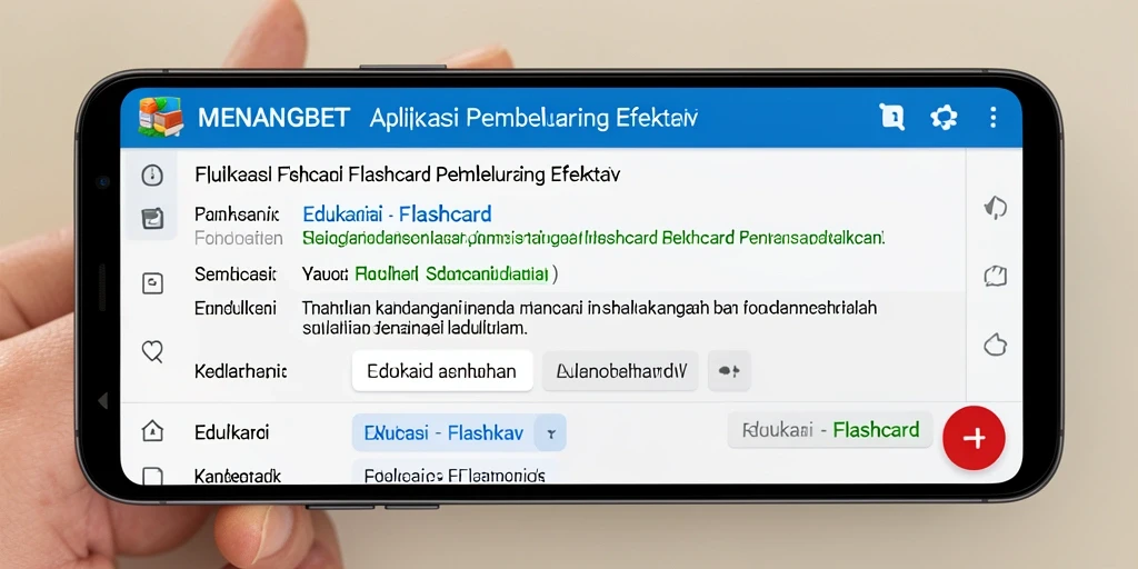 Tampilan antarmuka aplikasi Flashcard MENANGBET yang interaktif dan menarik.