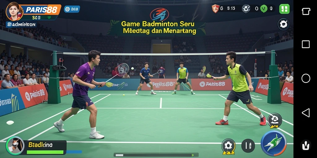 Tampilan menarik dari antarmuka permainan Badminton PARIS88