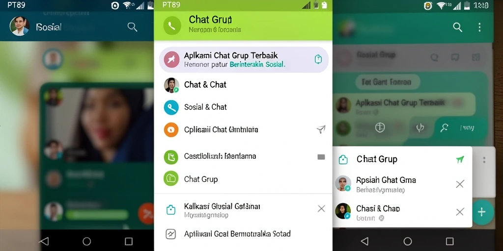Tampilan antarmuka utama PT89 yang intuitif untuk chat grup.