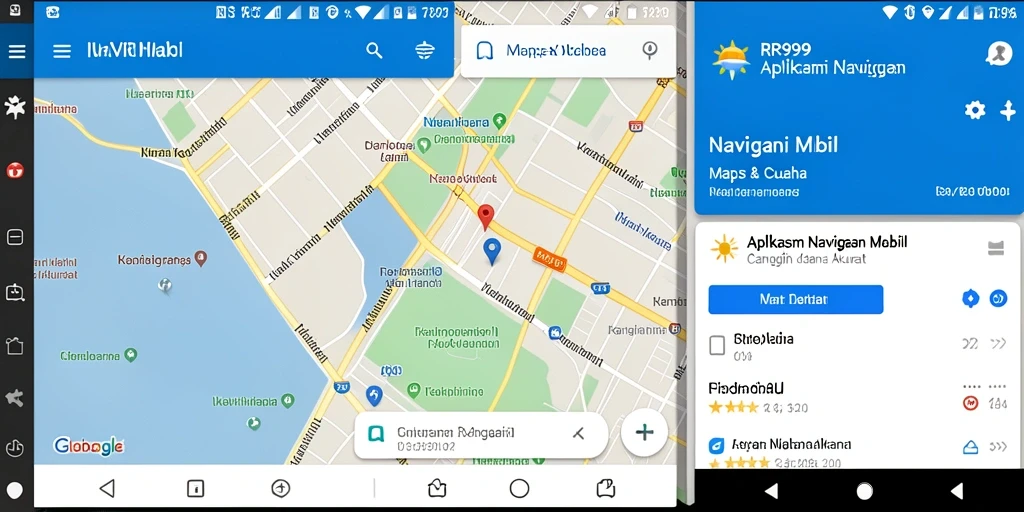 Antarmuka aplikasi RR999 yang intuitif dan fungsional untuk Navigasi Mobil.