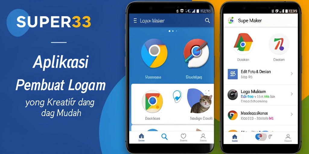 Screenshot utama SUPER33 menampilkan antarmuka pembuatan logo yang intuitif dan profesional.