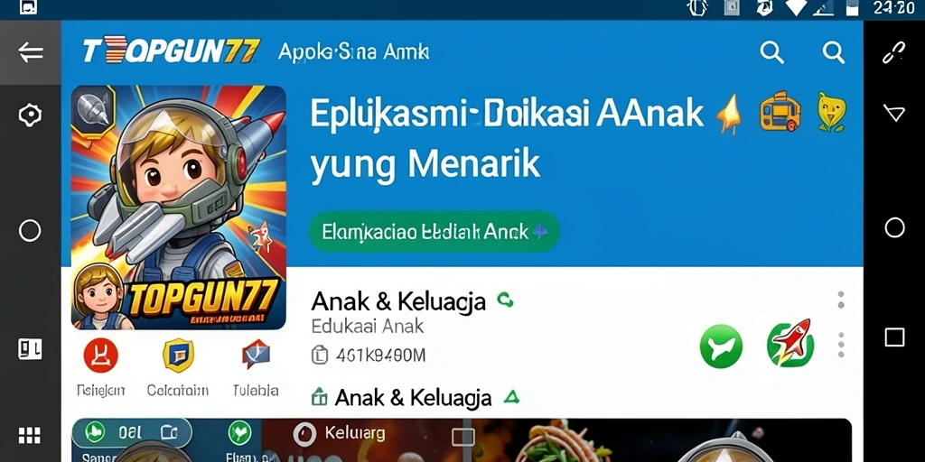 Antarmuka menarik TOPGUN77 untuk edukasi anak.
