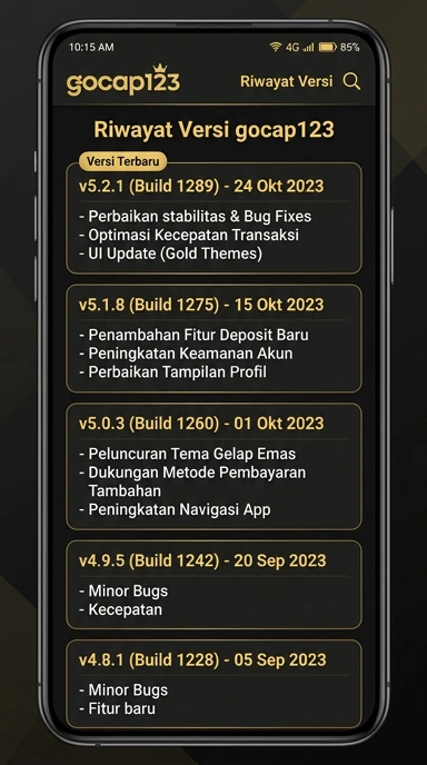 Riwayat Versi Aplikasi gocap123 untuk Pengguna Android